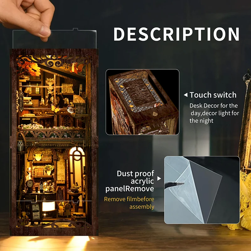 DIY Wooden Book Nook Kit 3D Pu - Model Kit Fantasy ulasan dan harga