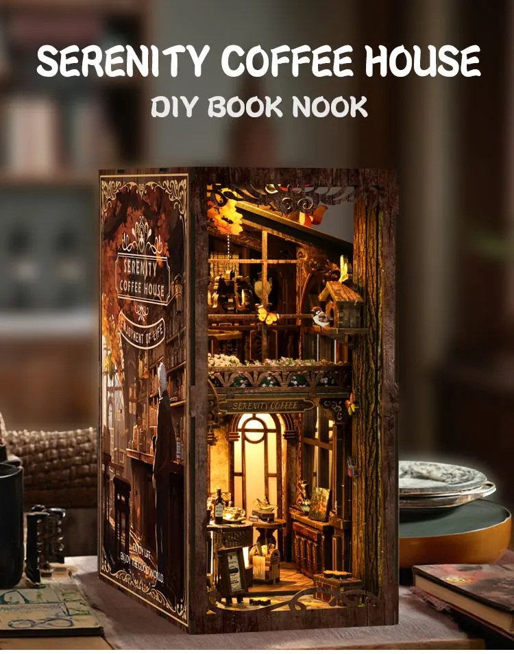 DIY Wooden Book Nook Kit 3D Pu - Model Kit Fantasy ulasan dan harga